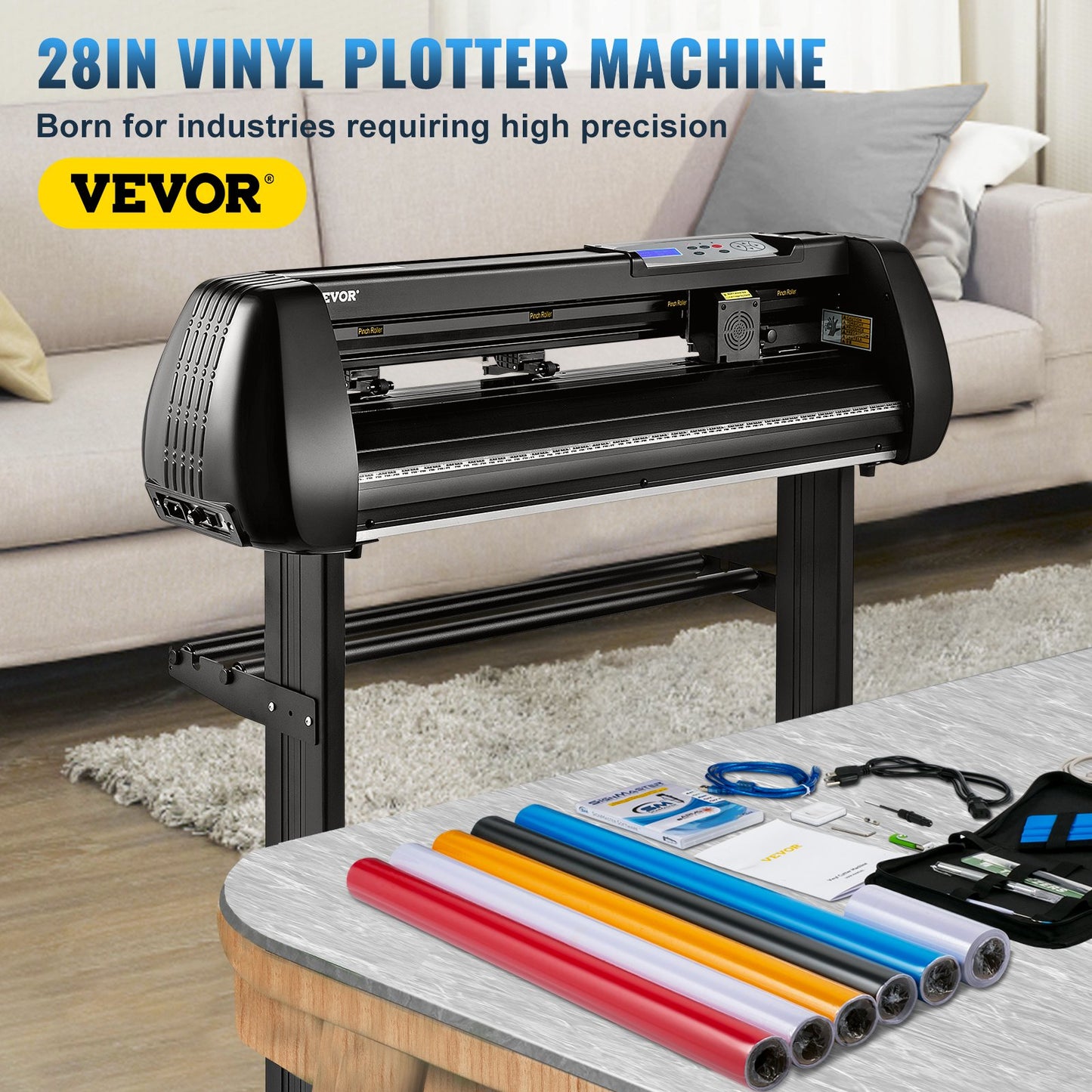 Vinyl Cutter Machine, 28-inch Cutting Plotter, Offline Cutting Machine Kit Mobile Bluetooth, Precise Roller Axis High Precision Adjustable Speed and Force, DIY SignMaster Software Blade for Windows