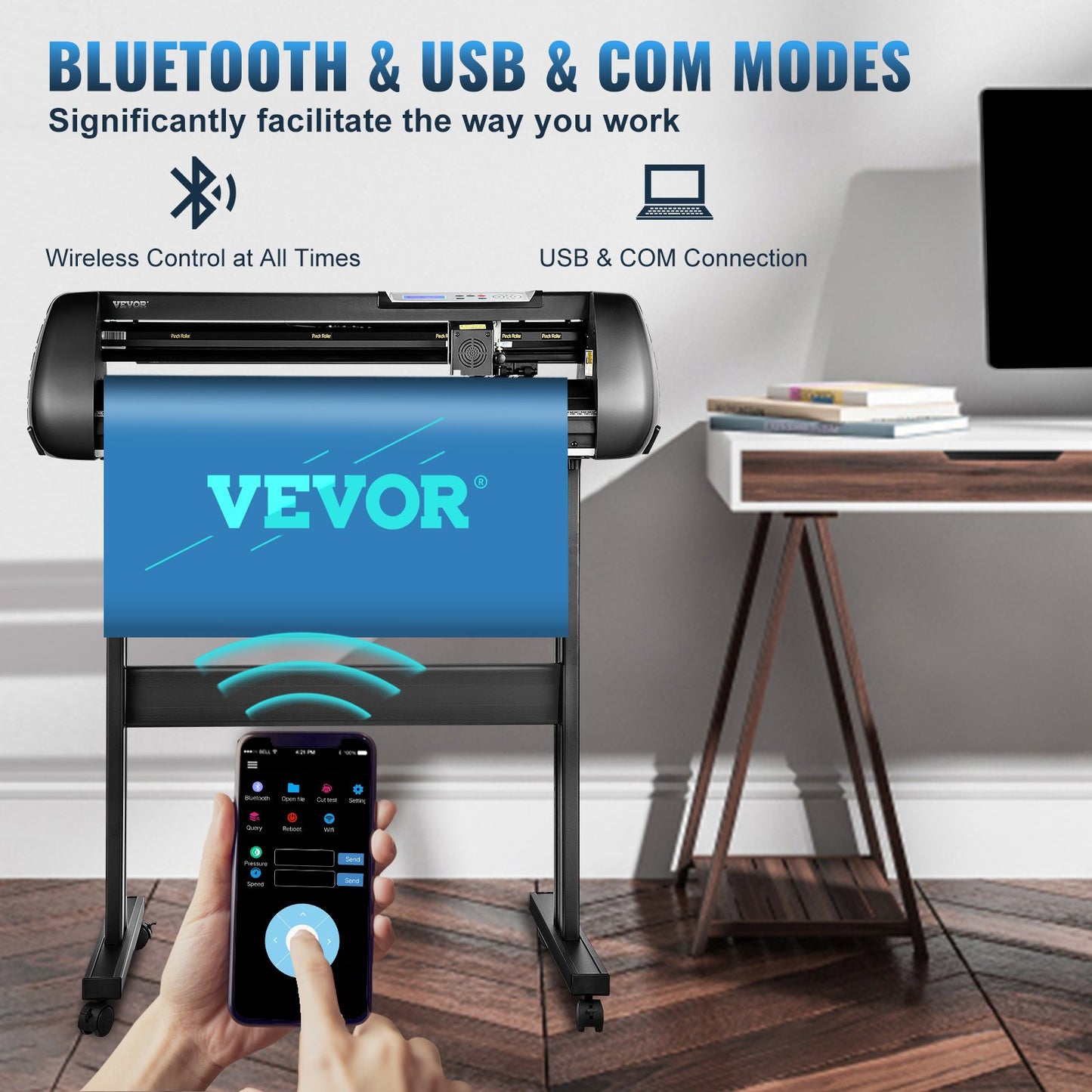 Vinyl Cutter Machine, 28-inch Cutting Plotter, Offline Cutting Machine Kit Mobile Bluetooth, Precise Roller Axis High Precision Adjustable Speed and Force, DIY SignMaster Software Blade for Windows