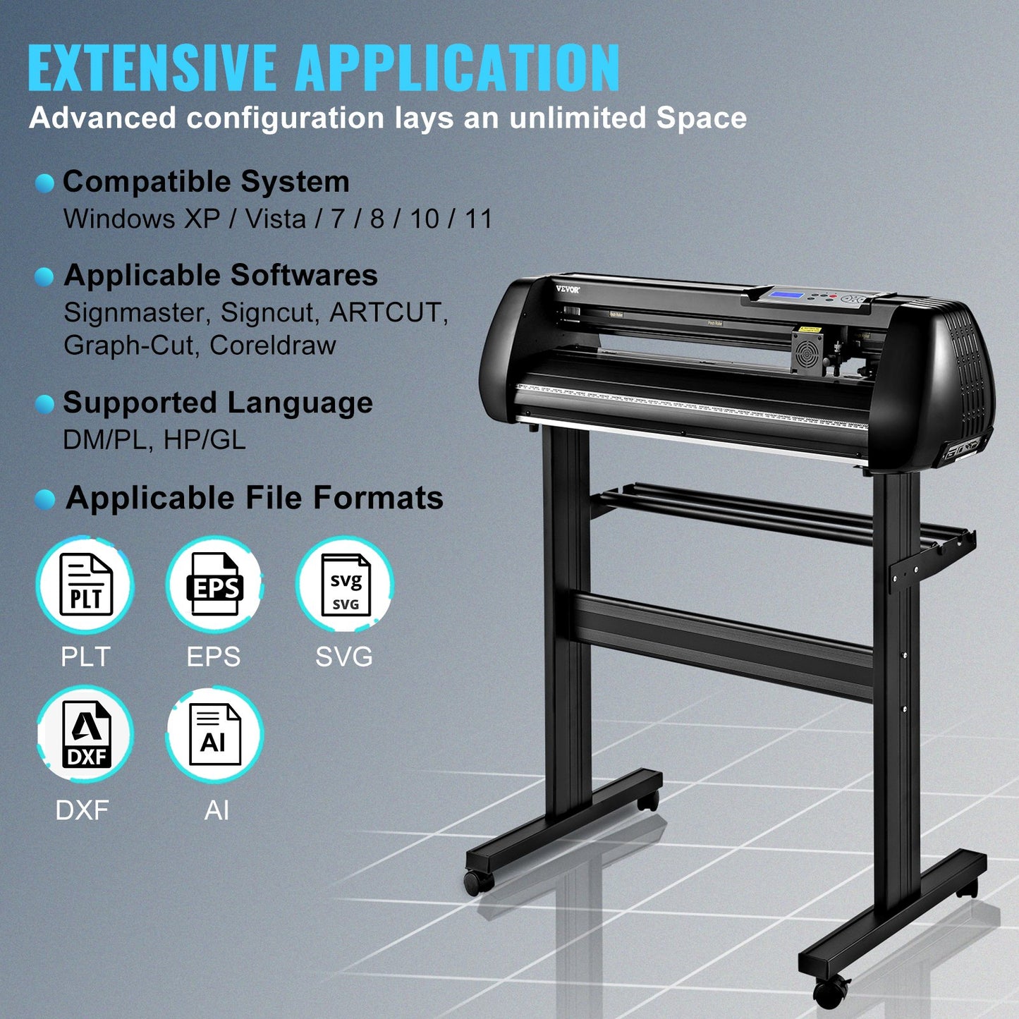 Vinyl Cutter Machine, 28-inch Cutting Plotter, Offline Cutting Machine Kit Mobile Bluetooth, Precise Roller Axis High Precision Adjustable Speed and Force, DIY SignMaster Software Blade for Windows