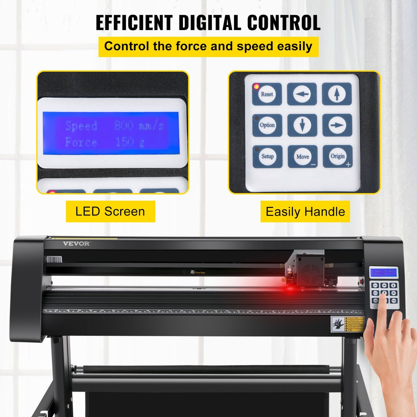 Vinylskärare, 870 mm vinylplotter, LED-skärmplotterskärare, halvautomatisk inbyggd optisk öga för exakt styrning, kompatibel med SignMaster-programvaran för Windows-system med stativ
