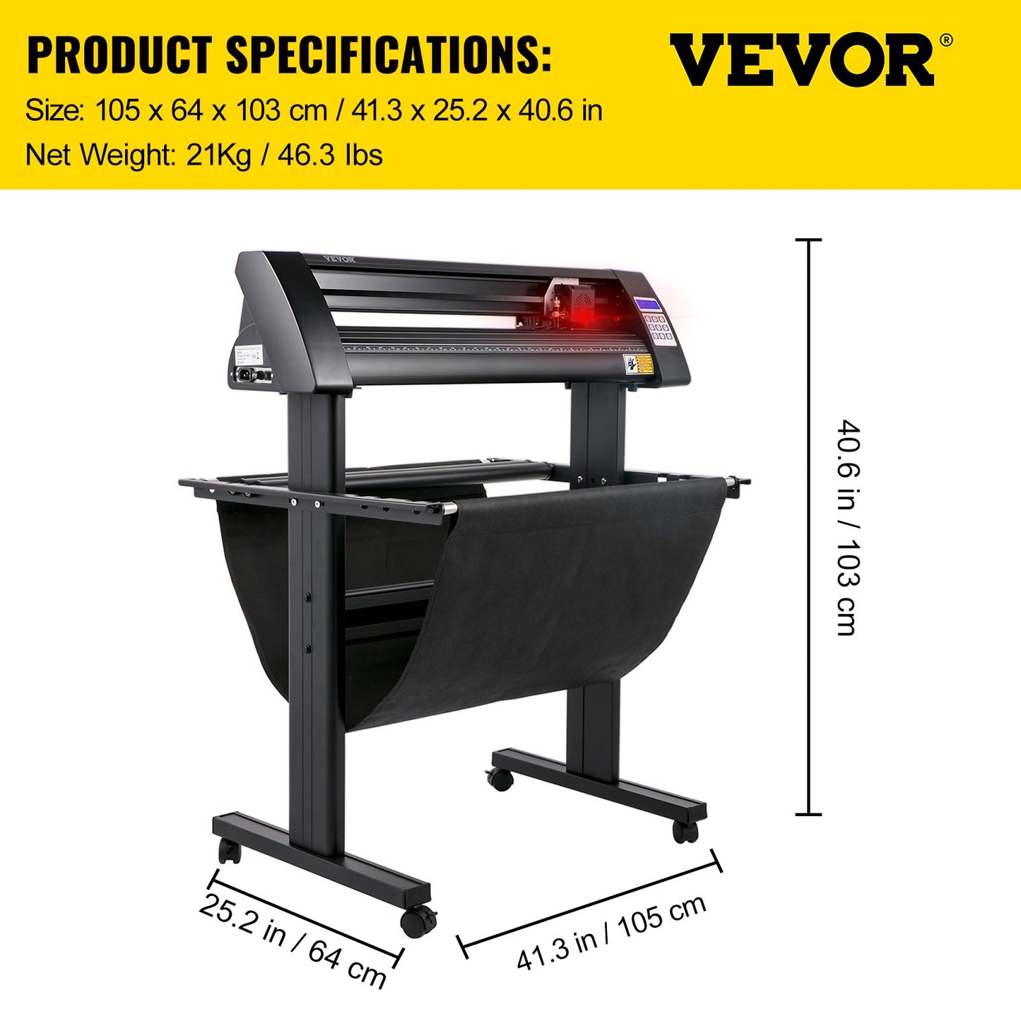 Vinylskärare, 870 mm vinylplotter, LED-skärmplotterskärare, halvautomatisk inbyggd optisk öga för exakt styrning, kompatibel med SignMaster-programvaran för Windows-system med stativ