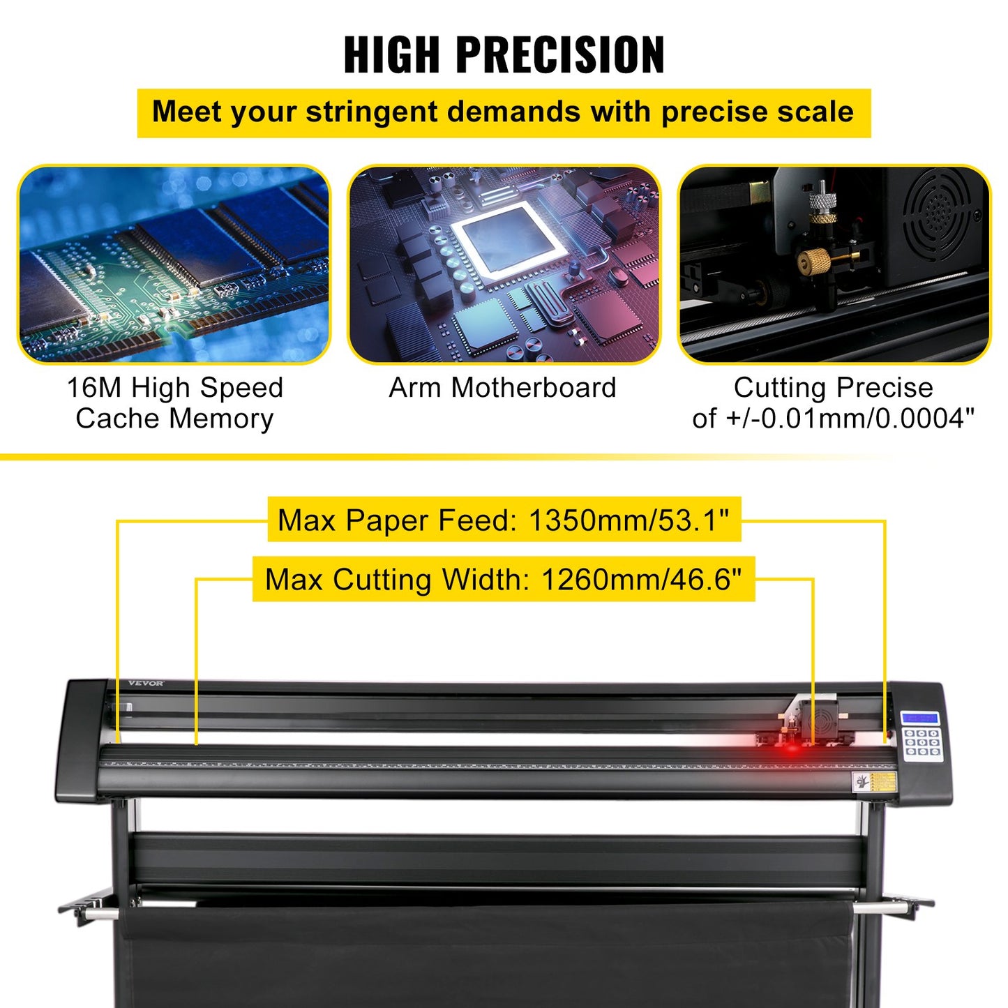Vinylschneider, 1350 mm Vinylplotter, LED-Bildschirmplotterschneider, halbautomatisches integriertes optisches Auge, kompatibel mit SignMaster-Software für Windows-Systeme mit Ständer