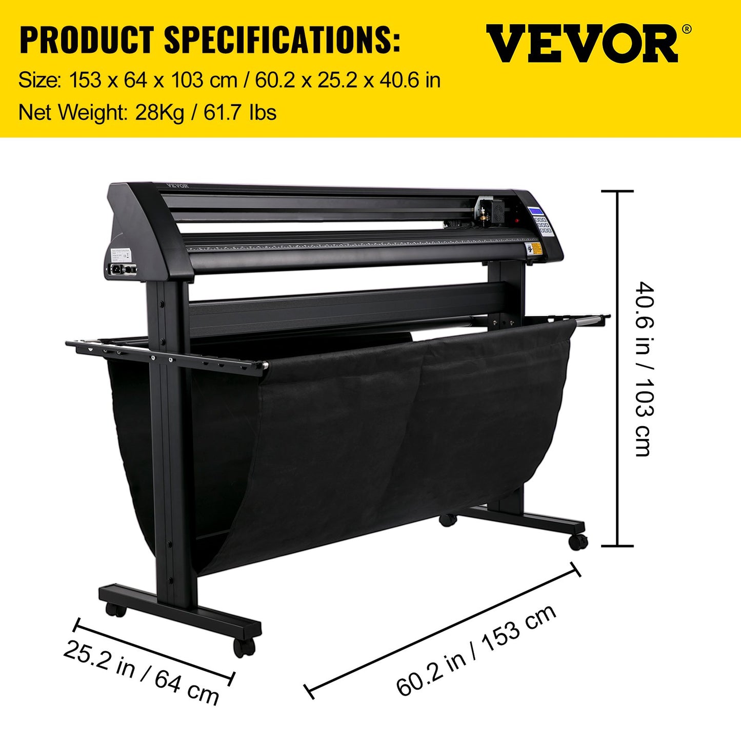 Vinylschneider, 1350 mm Vinylplotter, LED-Bildschirmplotterschneider, halbautomatisches integriertes optisches Auge, kompatibel mit SignMaster-Software für Windows-Systeme mit Ständer