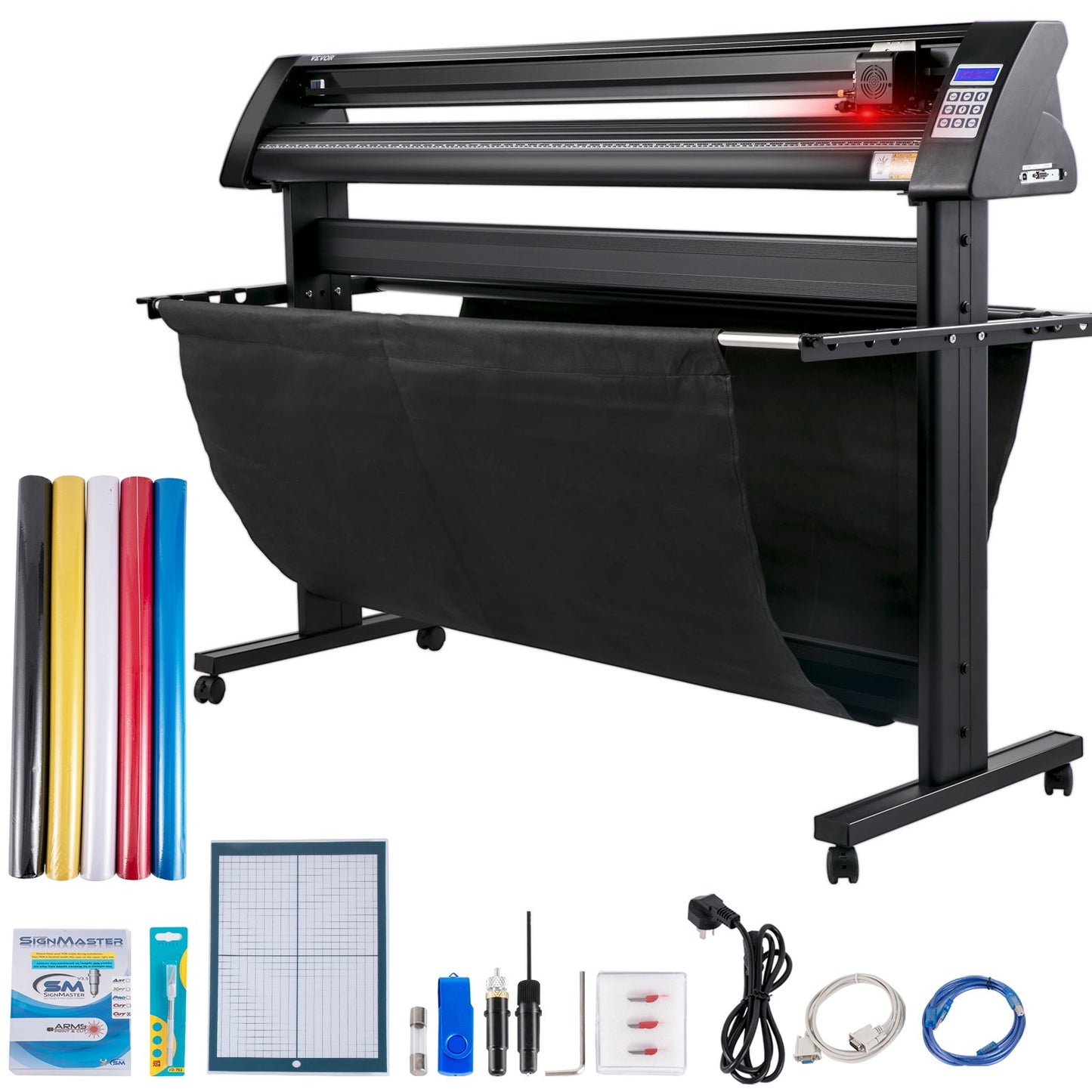 Vinylschneider, 1350 mm Vinylplotter, LED-Bildschirmplotterschneider, halbautomatisches integriertes optisches Auge, kompatibel mit SignMaster-Software für Windows-Systeme mit Ständer
