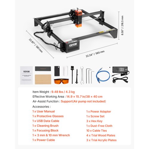 Lasergravör Lasergraveringsmaskin 10W Komprimerad Punkt Ögonskydd | EU