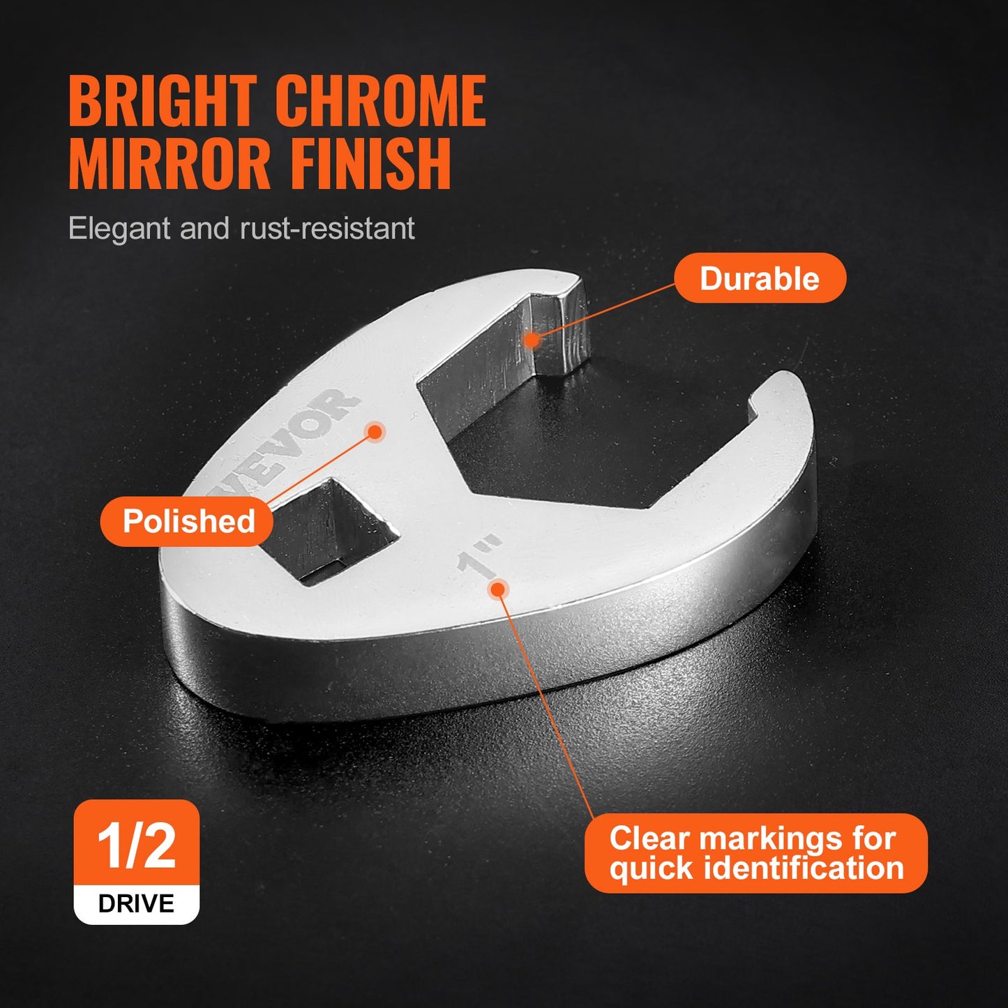 3/8" Drive Crowfoot skiftnyckelset med 2 förlängningsstänger, 24-delade Crows Foot skiftnyckelset, SAE 3/8"-1" och metriskt 10-22 mm, CR-MO stål Crowfoot skiftnyckelset, med EVA Tool Organizer