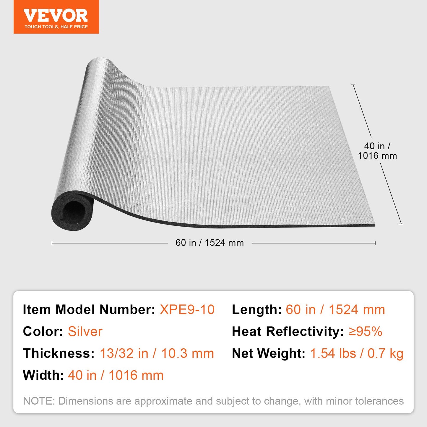 Isoleringsrulle Aluminiumfolie XPE Foam Core Radiant Barrier 40 tum x 5 fot