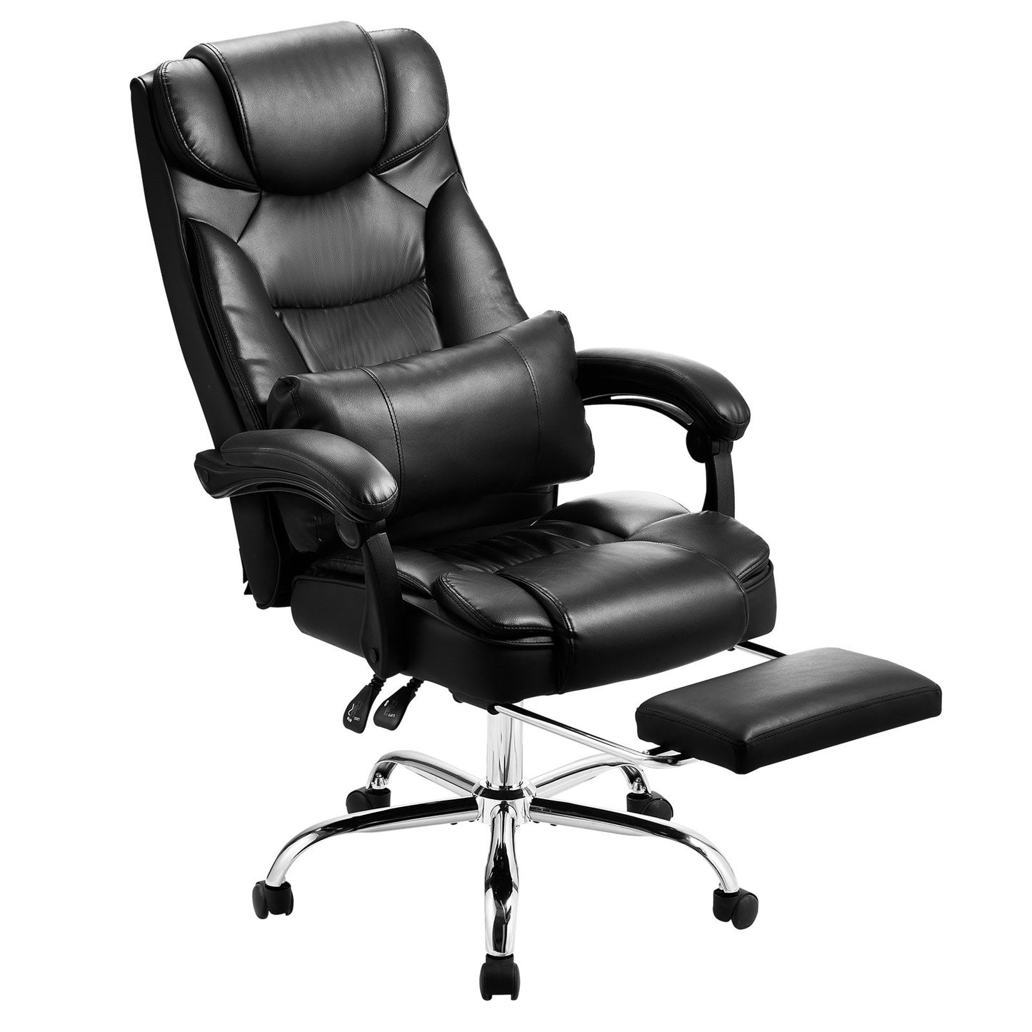 Executive Chair High Back Office Stol med Fotstöd Svankkudde Svart