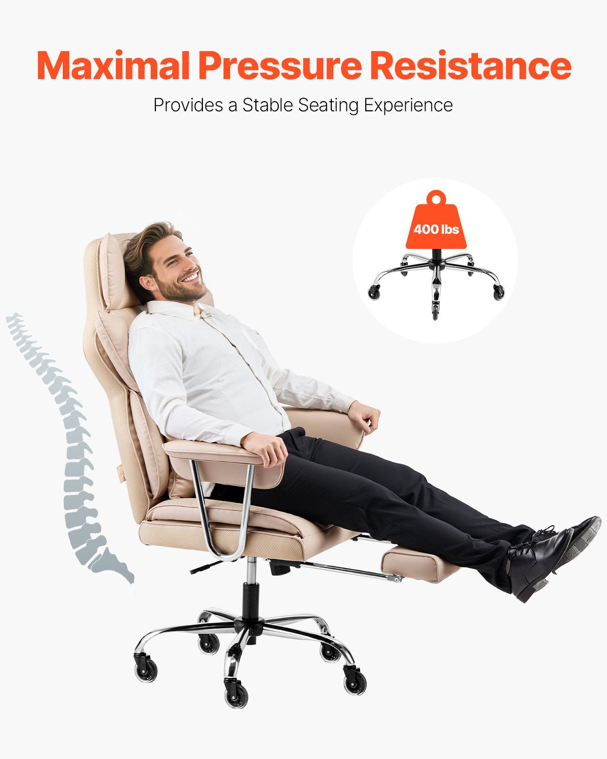 Executive Office Chair High Back Stol Fotstöd & avtagbara armstöd Brun