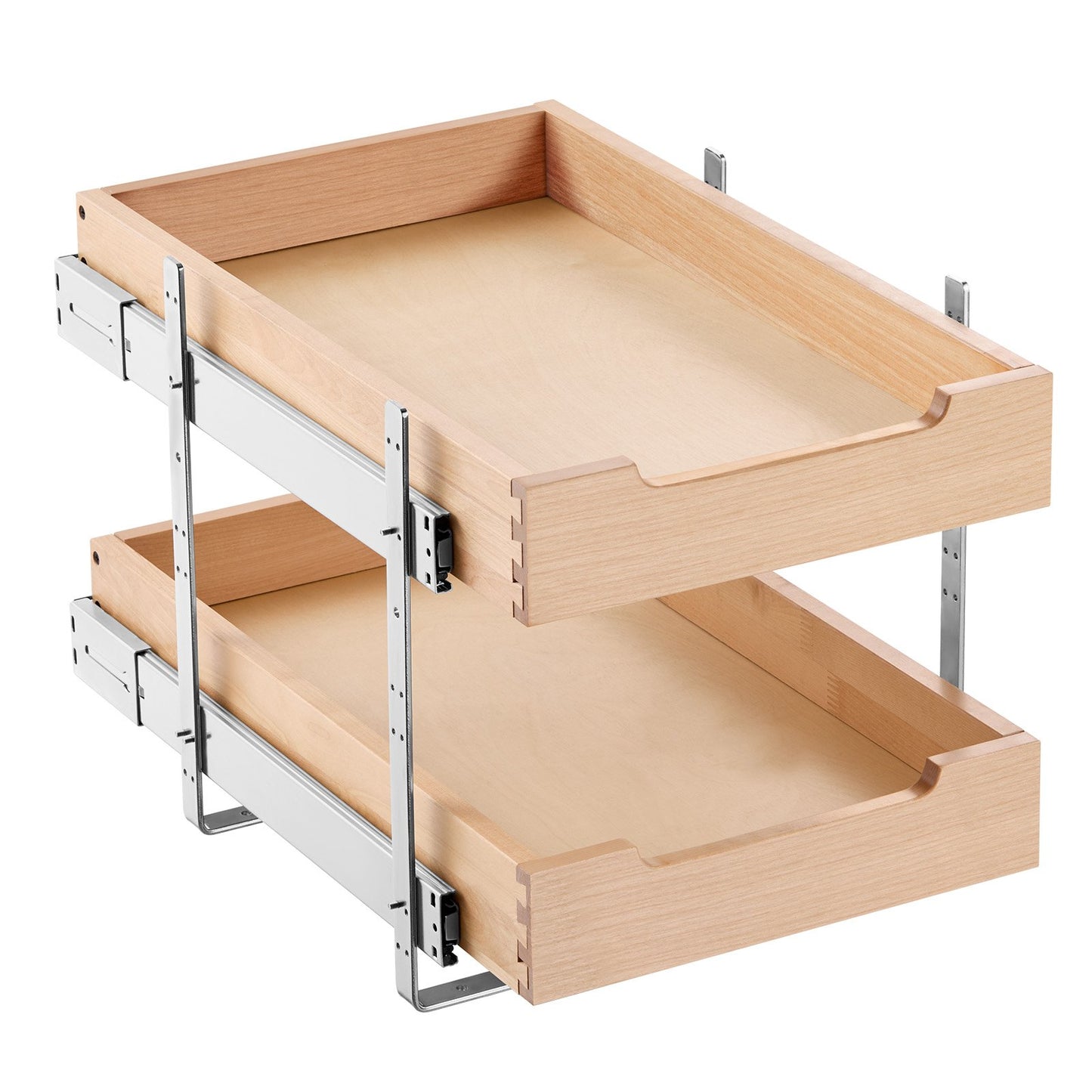2-Tier Pull-Out Cabinet Organizer Soft Close Pull-Out Wooden Drawer 14"W x 21"D