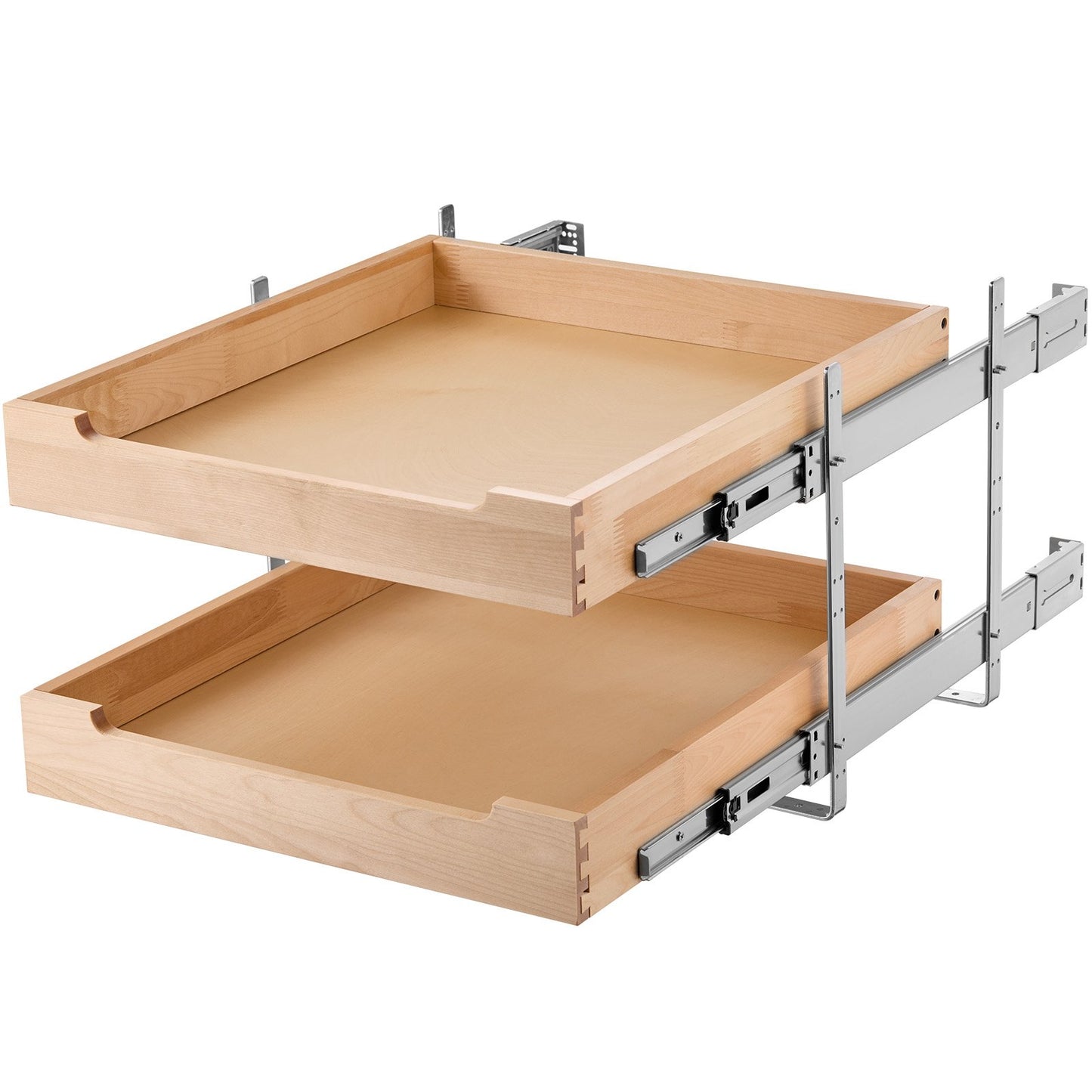 2-Tier Pull-Out Cabinet Organizer Soft Close Wooden Drawer 20"W x 21"D