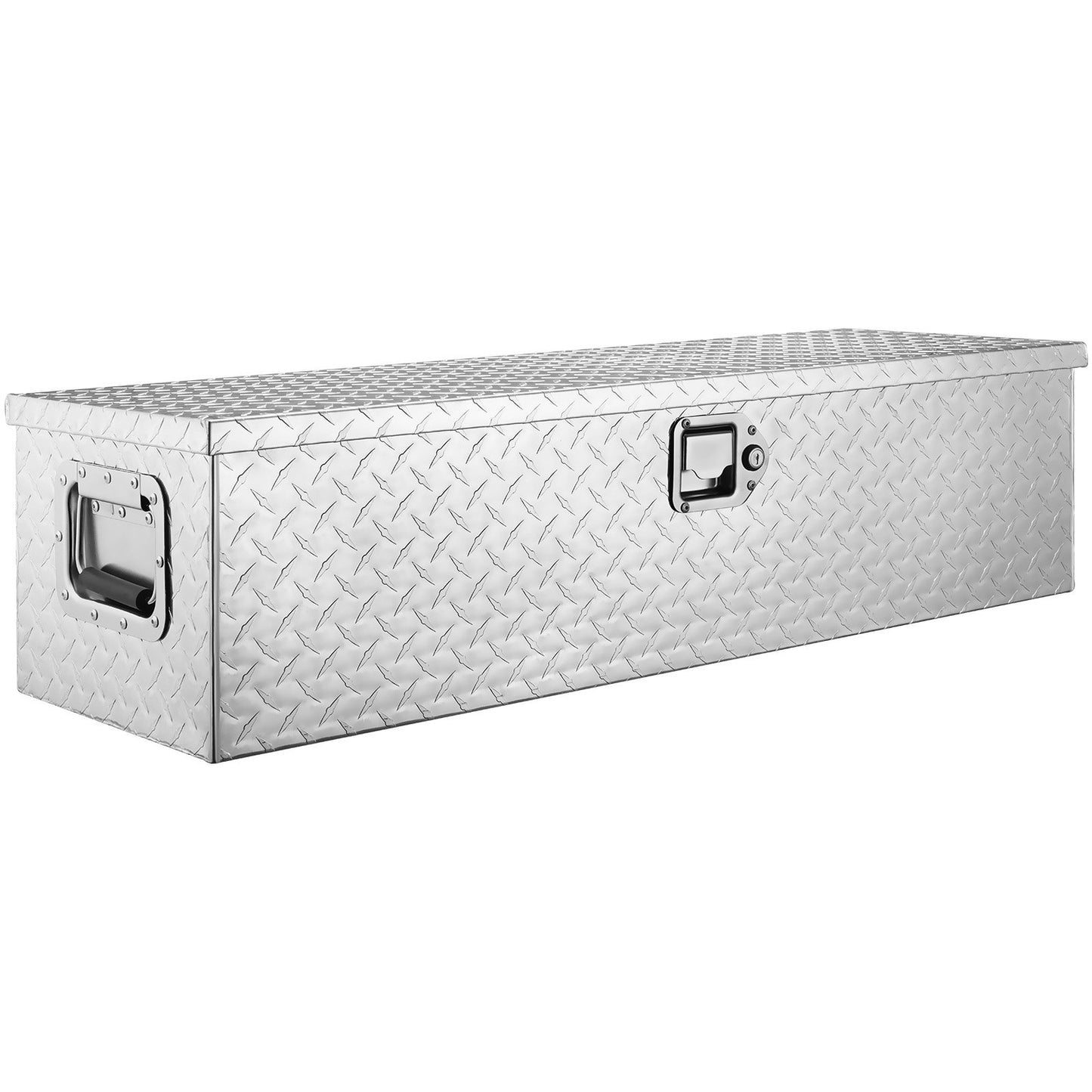 Heavy Duty lastbilsbädd i aluminium, verktygslåda med diamantplåt med sidohandtag och låsnycklar, förvaringsverktygslåda, låda för pickup, lastbilsbädd, husbil, släp, 39"x13"x10", silver