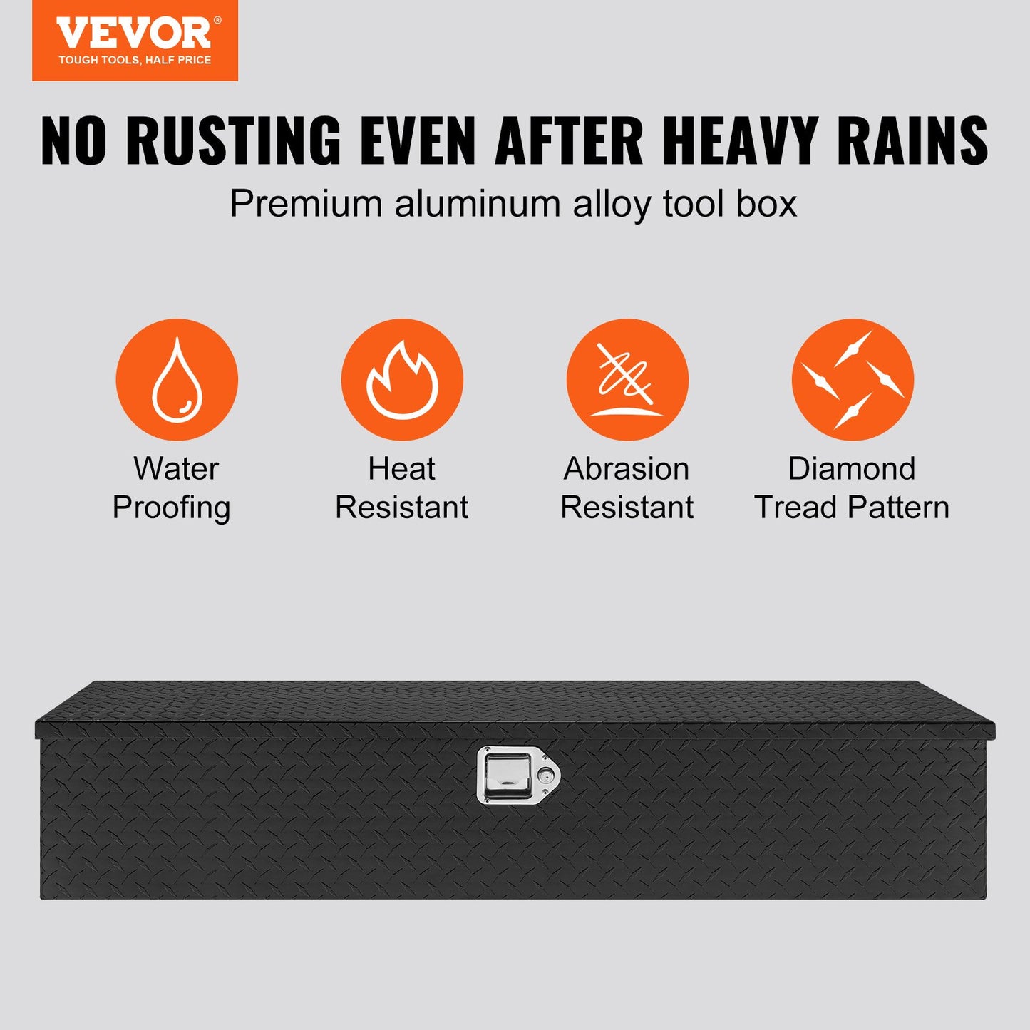48"x15"x15" Heavy Duty Aluminium Bar Slitbana Verktygslåda för Pick Up Truck Bed