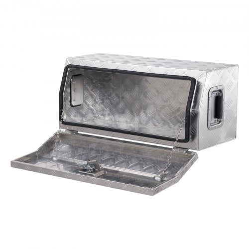 Verktygslåda i kraftigt aluminiumflak för pickup/husbil, silverfärgad