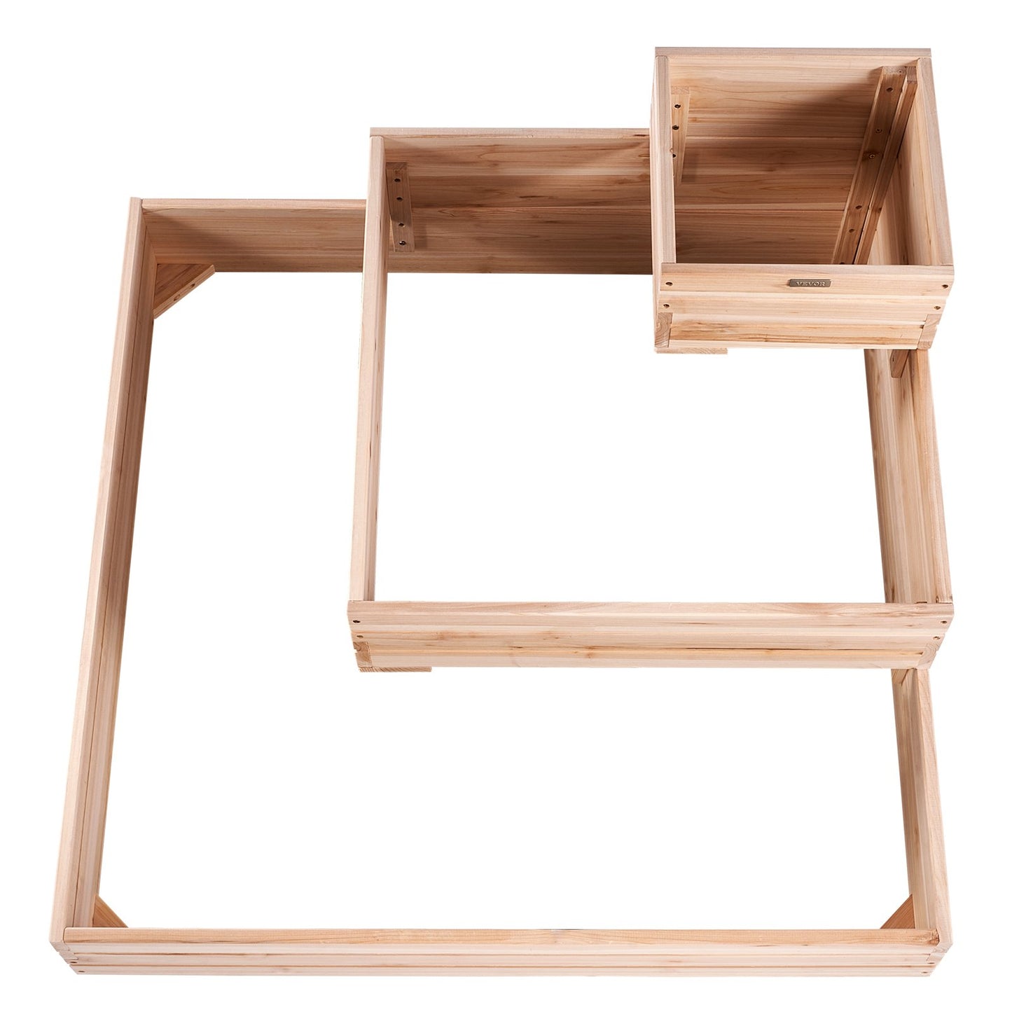Raised Garden Bed, 3.7 x 3.7 x 1.7 ft Wooden Planter Boxes, Outdoor Planter Boxes with Open Base, for Growing Flowers/Vegetables/Herbs in Backyard/Garden/Patio/Balcony, Burlywood