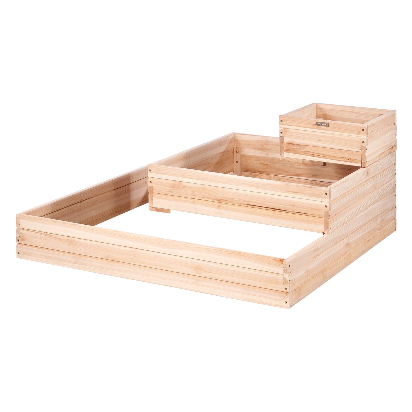 Raised Garden Bed, 3.7 x 3.7 x 1.7 ft Wooden Planter Boxes, Outdoor Planter Boxes with Open Base, for Growing Flowers/Vegetables/Herbs in Backyard/Garden/Patio/Balcony, Burlywood