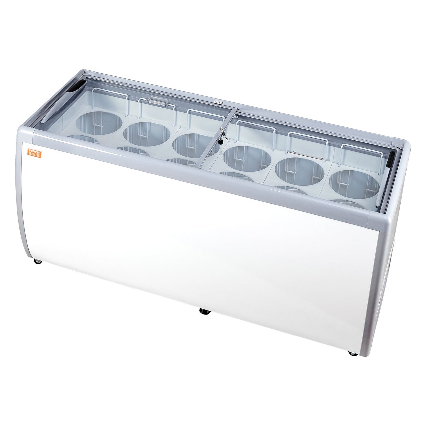 567 L Commercial Glass Display Case Gelato Doppfrysskåp