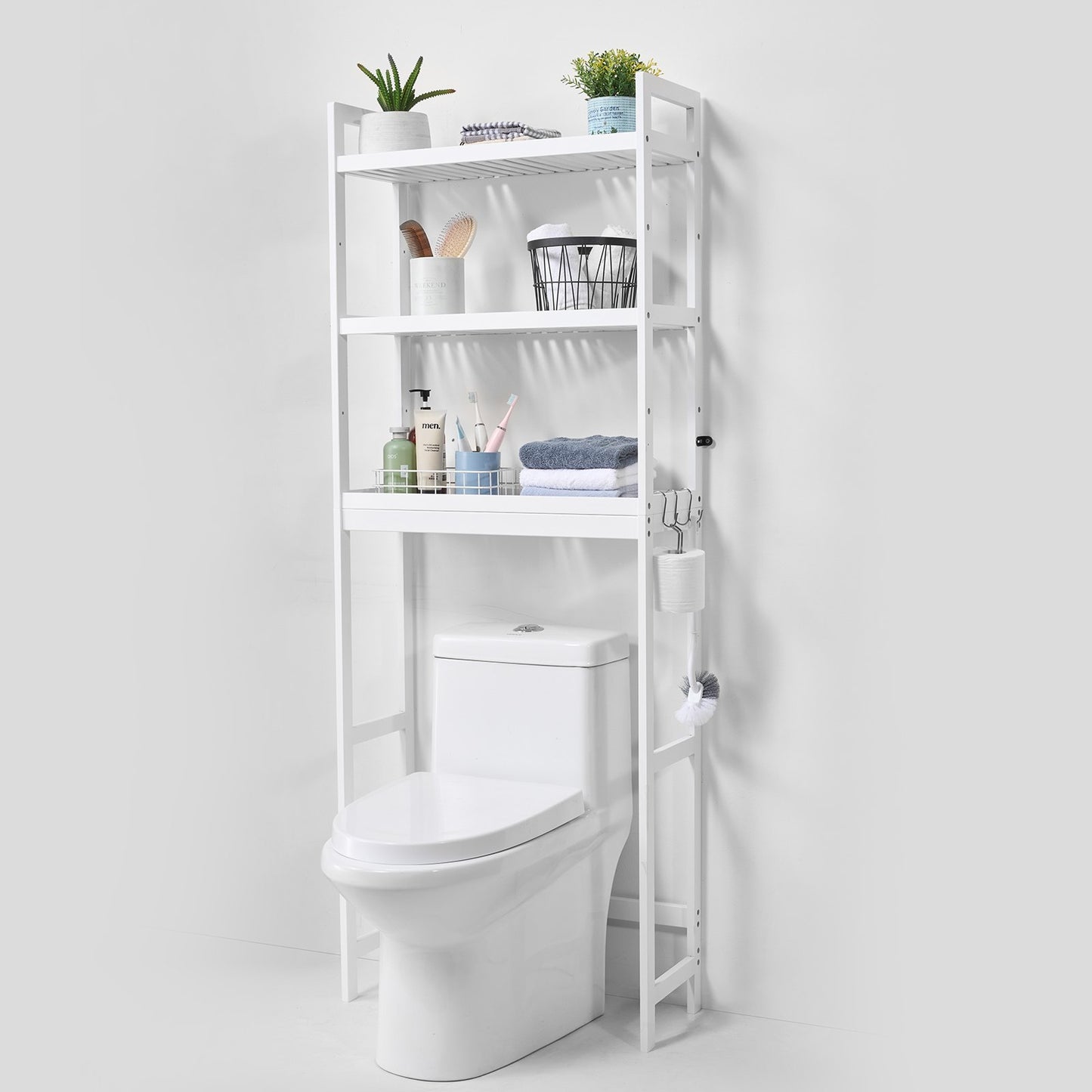 Över toaletten Förvaring 3-vånings badrum Hylla Rack Space Saver Organizer