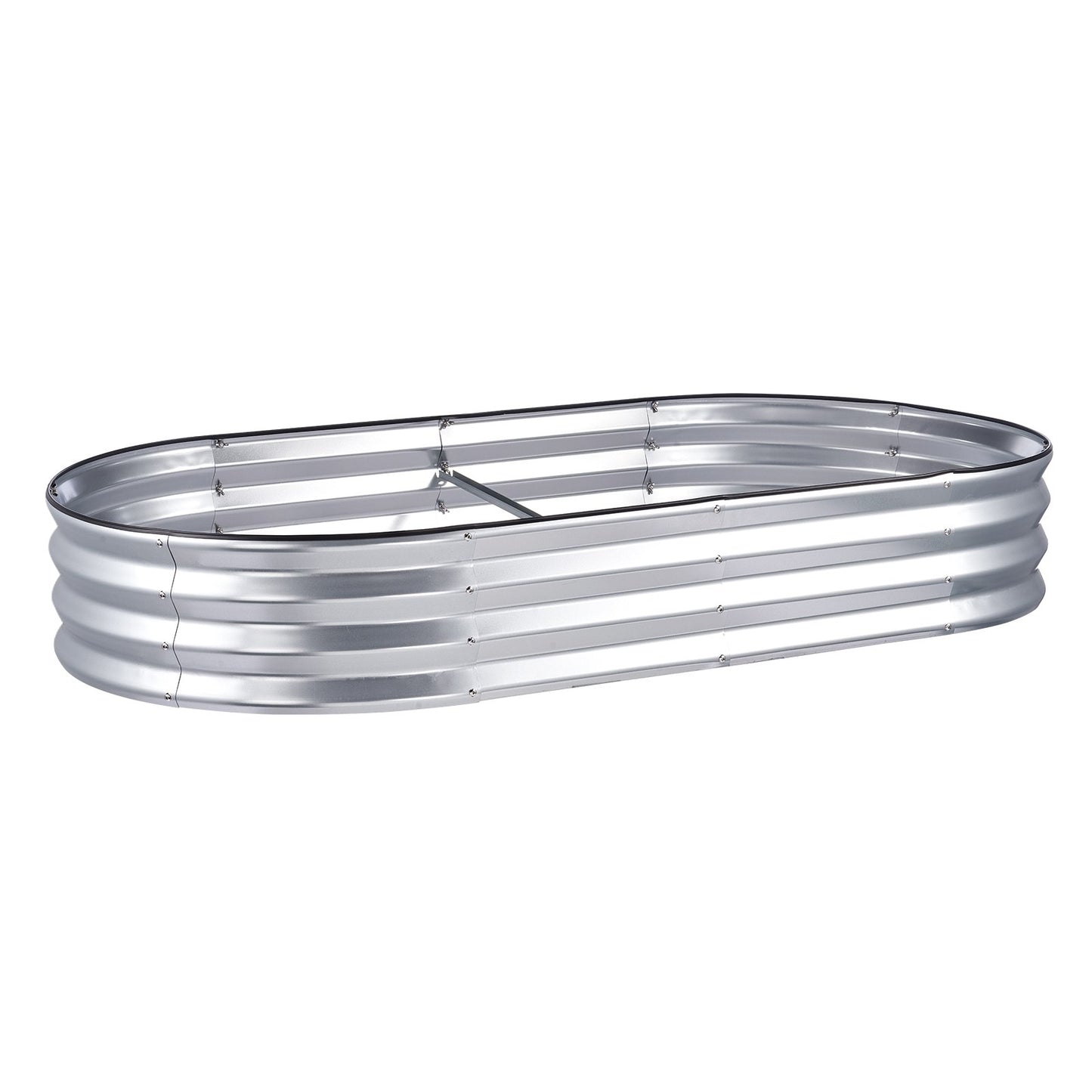 Upphöjd trädgårdssäng, 71,9 x 36,4 x 11 tums planteringslåda i galvaniserad metall, planteringslådor utomhus med öppen bas, för odling av blommor/grönsaker/örter på bakgård/trädgård/uteplats/balkong, silver
