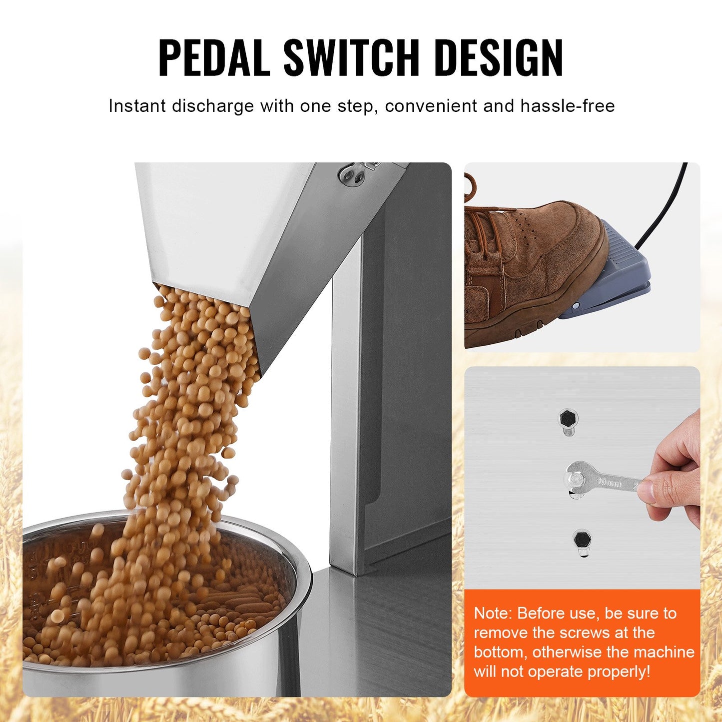 Particle Filling Machine, 0.022-2.2 lbs/10-1000 g, Automatic Filling Machine with Foot Pedal, Stainless Steel Weighing Filling Machine, Weighing Filler for Beans, Seeds, Tea, Granular Packaging