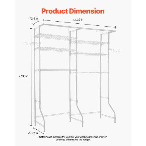 Over Washer and Dryer Storage Shelf Two Rows 6 Tiers Washbasin White | EU