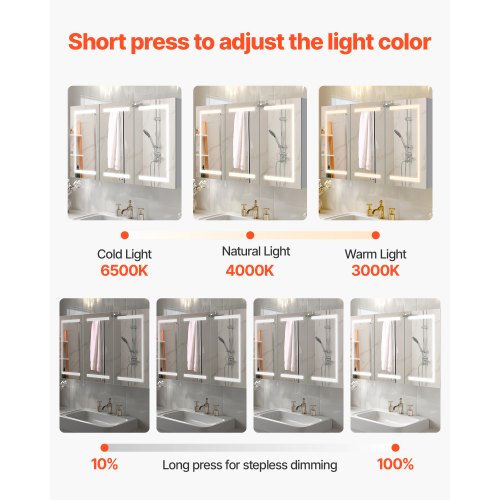 Illuminated medicine cabinet with tempered glass mirror 100x60 cm Wall mounted