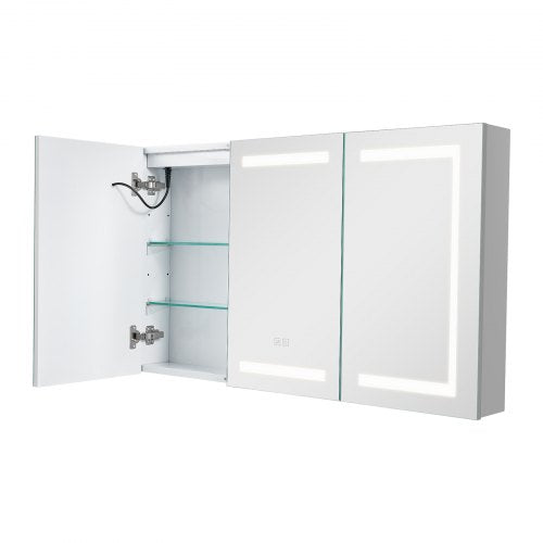 Illuminated medicine cabinet with tempered glass mirror 100x60 cm Wall mounted