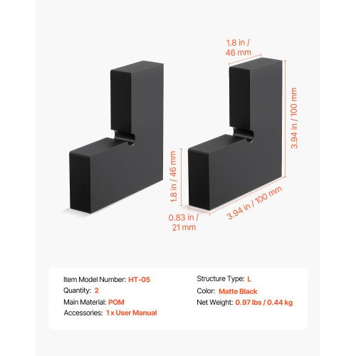 2-pack hörnkopplingar för ledstång, tillbehör till förlängningsräcken, POM-ledstångskopplingsbeslag för rektangulärt kabelräcke, kabelskena för däck utomhus, mattsvart, HT-05 | EU