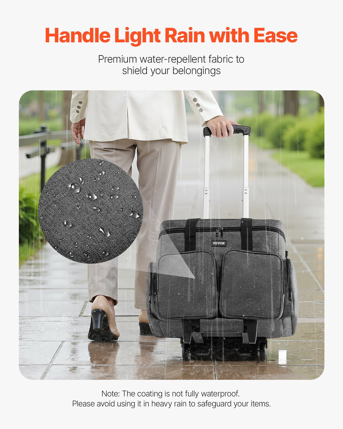 Rolling Laptop Bag 15.6 Inch Computer Bag with Wheels for Women and Men Grey