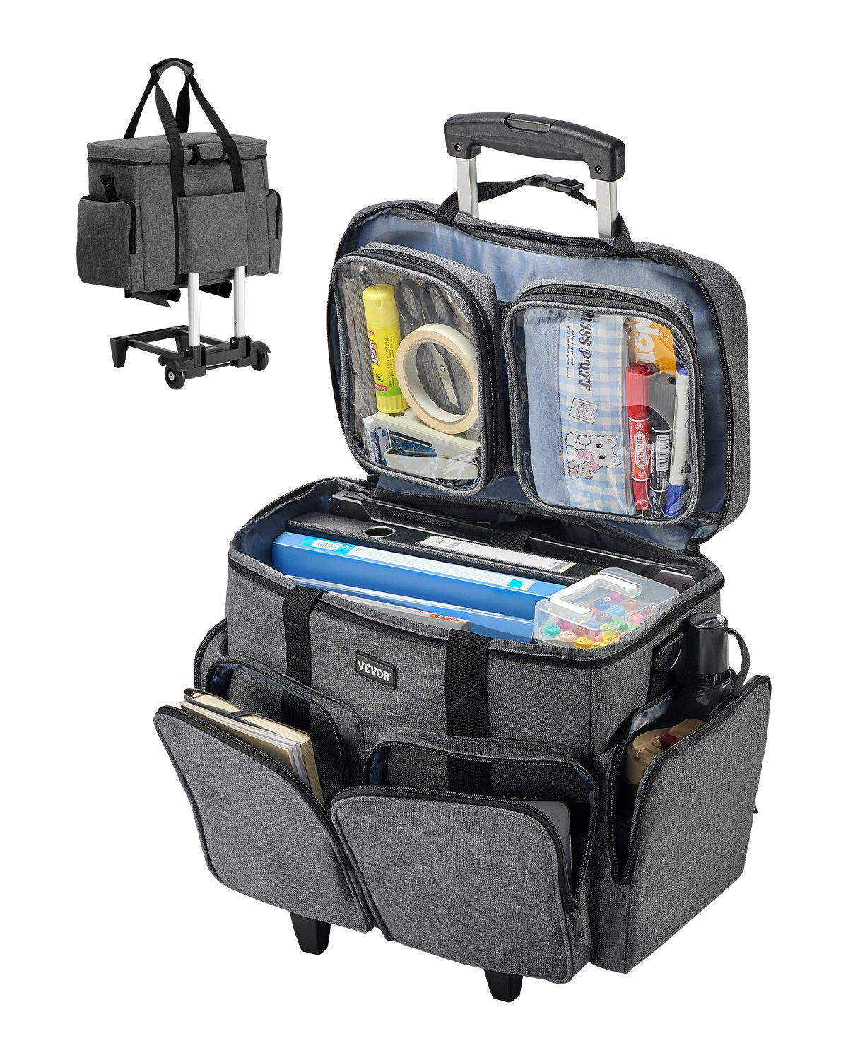 Rolling Laptop Bag 15.6 Inch Computer Bag with Wheels for Women and Men Grey