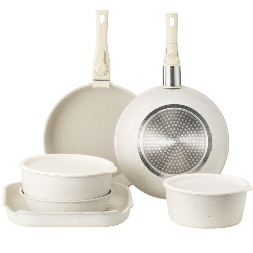 17-piece pots and pans Granite Nonstick Cookware Set White | EU