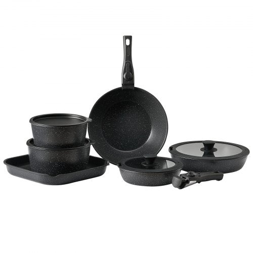 17-delade grytor och kastruller Granit Nonstick Köksredskap Svart | EU