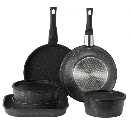 17-delade grytor och kastruller Granit Nonstick Köksredskap Svart | EU