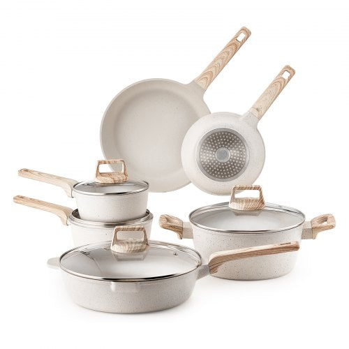 17-piece pots and pans Granite Nonstick Cookware Set White | EU