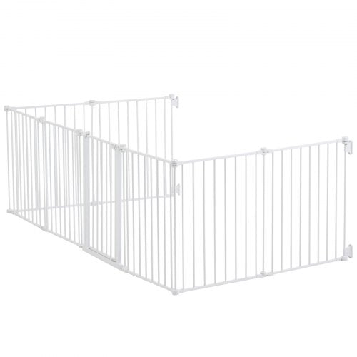 Babygrind 45 cm extra bred 61 cm hög 8-panels vikbar hundgrind vit | EU