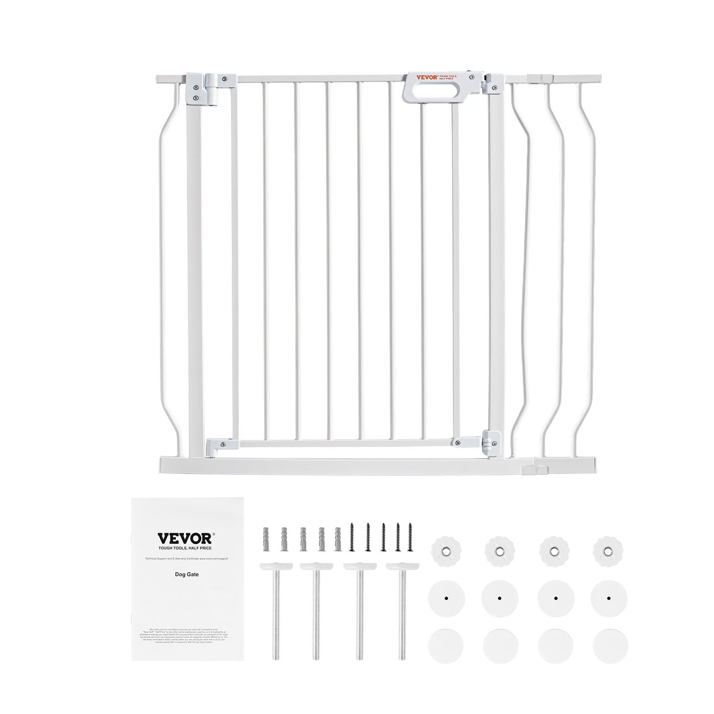 Baby Gate, 29.5"-39" Extra Wide, 30" High, Dog Gate for Stairs Doorways and Houses, Easy Step Walk Thru Auto Close Baby Gate Pet Security Gate with Pressure Mounting Kit and Wall Mounting Kit, White