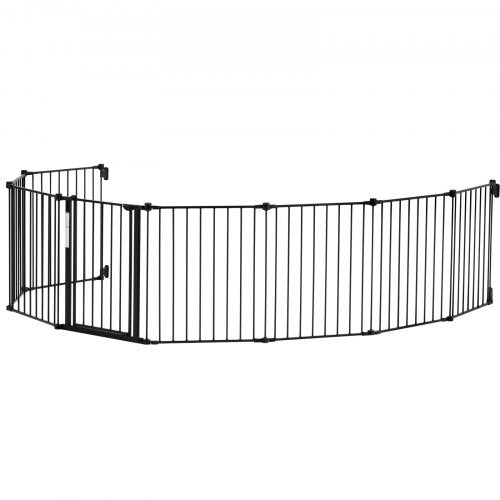 Babygrind 192 tum extra bred 28 tum hög 8-panels vikbar hundgrind svart | EU