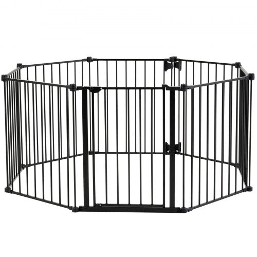 Babygrind 192 tum extra bred 28 tum hög 8-panels vikbar hundgrind svart | EU