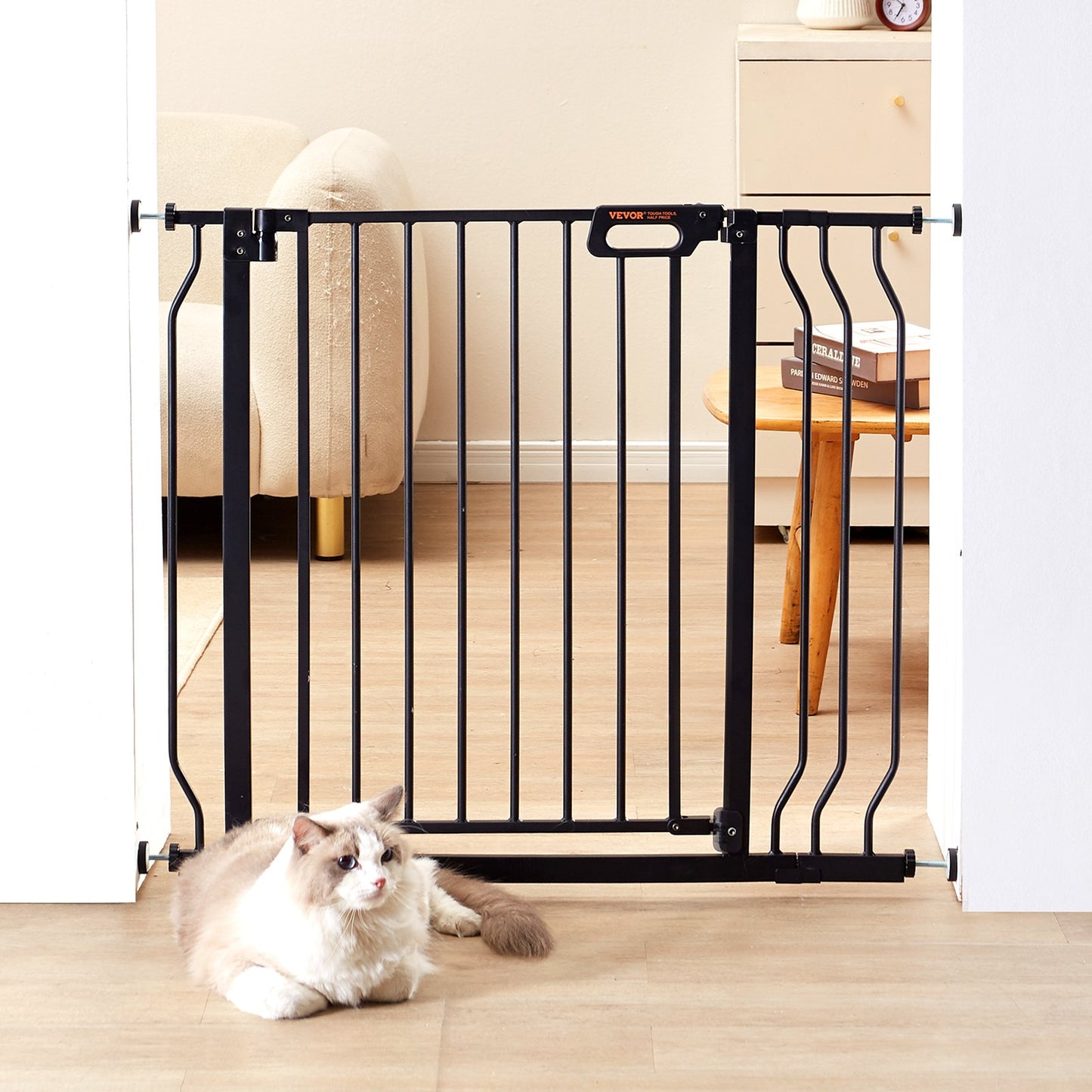 Baby Gate, 29.5"-39" Extra Wide, 30" High, Dog Gate for Stairs Doorways and Houses, Easy Step Walk Thru Auto Close Baby Gate Pet Security Gate with Pressure Mounting Kit and Wall Mounting Kit, Black