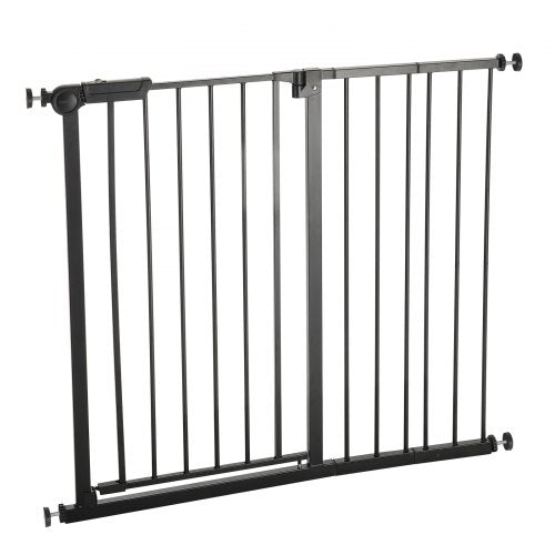 Babygrind 66-102 cm justerbar bredd 91 cm hög hundgrind svart | EU