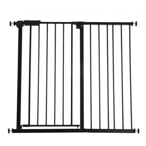 Babygrind 66-102 cm justerbar bredd 91 cm hög hundgrind svart | EU