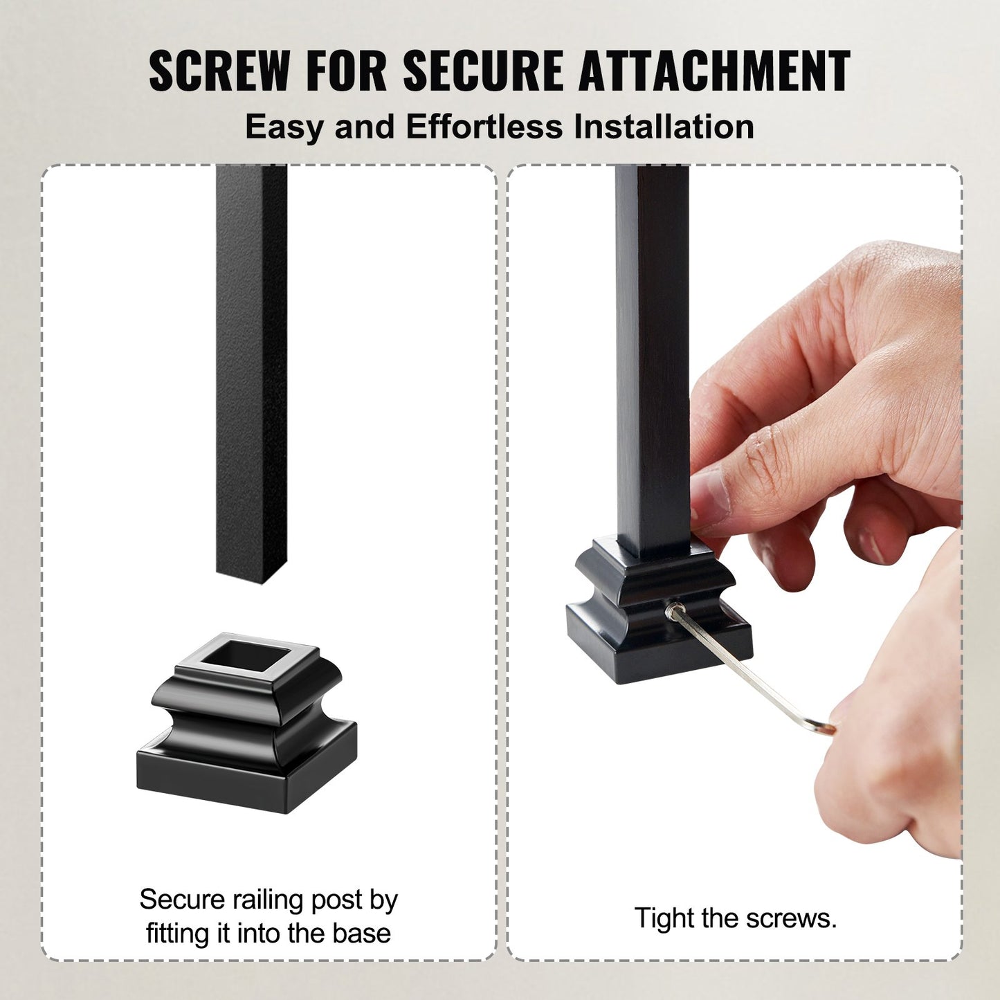 Aluminiumlegering Baluster Sko Trapp Platt Sko med skruvhål för 1/2 Inch Square Scroll Korg Twist Knoge Trappa Balustrar Metall Spindel Räcke, Satin Black (50 st)