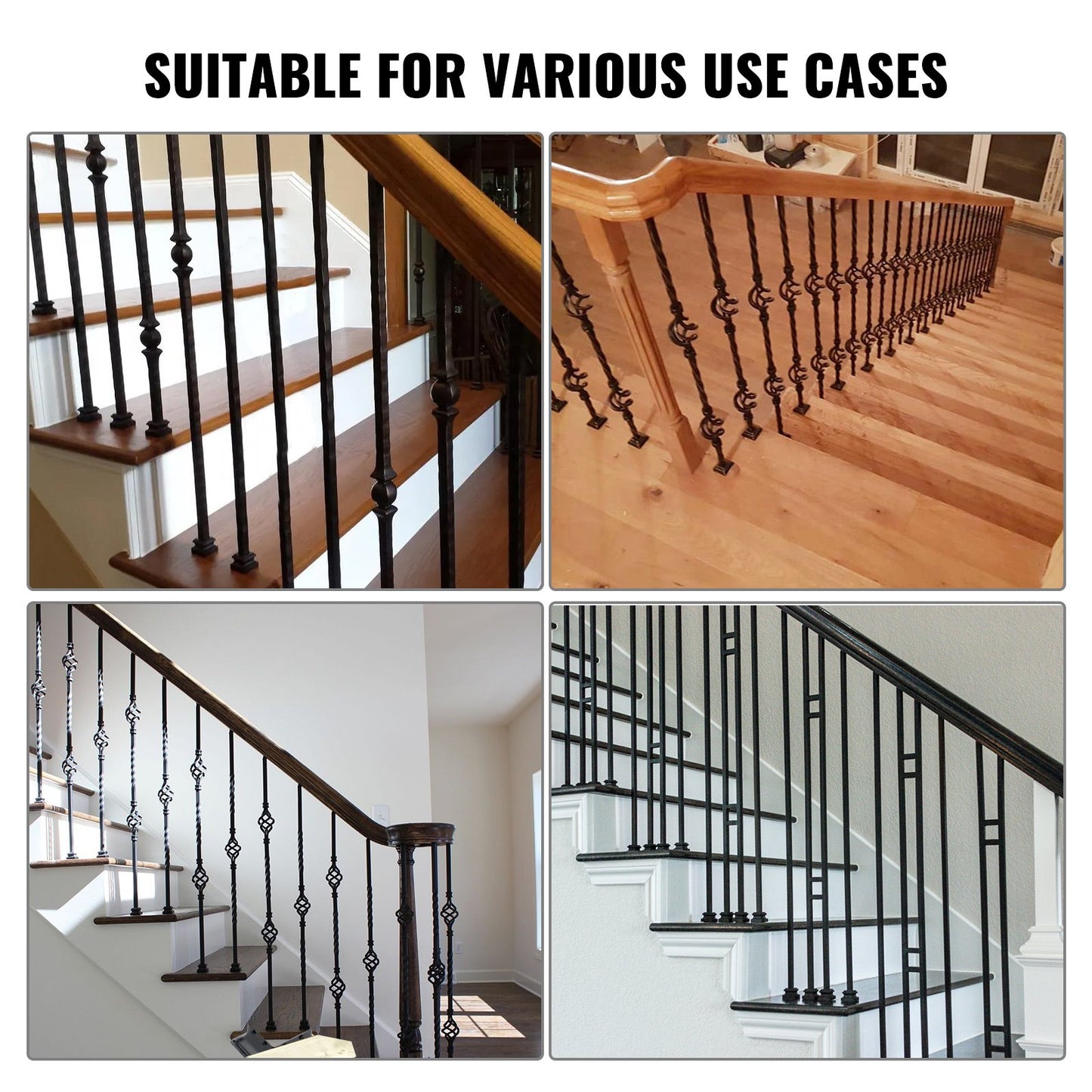 Aluminiumlegering Baluster Sko Trapp Platt Sko med skruvhål för 1/2 Inch Square Scroll Korg Twist Knoge Trappa Balustrar Metall Spindel Räcke, Satin Black (50 st)
