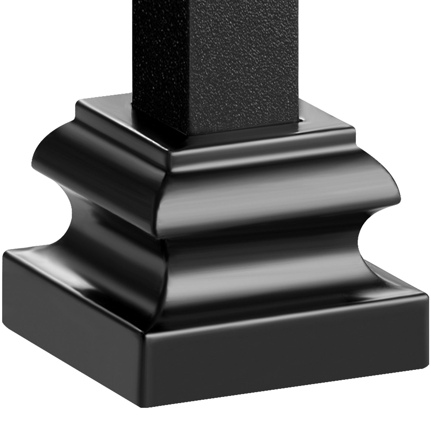 Aluminiumlegering Baluster Sko Trapp Platt Sko med skruvhål för 1/2 Inch Square Scroll Korg Twist Knoge Trappa Balustrar Metall Spindel Räcke, Satin Black (50 st)