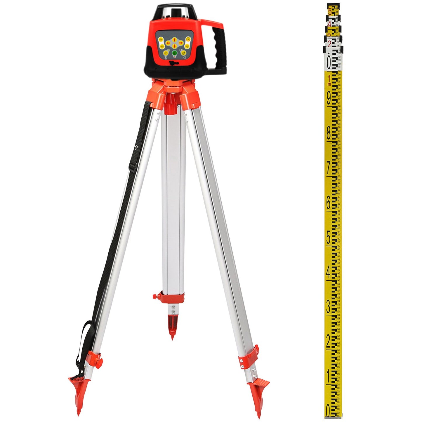 Green Rotary Laser Level Kit med justerbart stativ och 5M stav, 500M räckvidd, 360 graders roterande skanning, självnivellerande lasernivåsystemsats, för byggprojektion