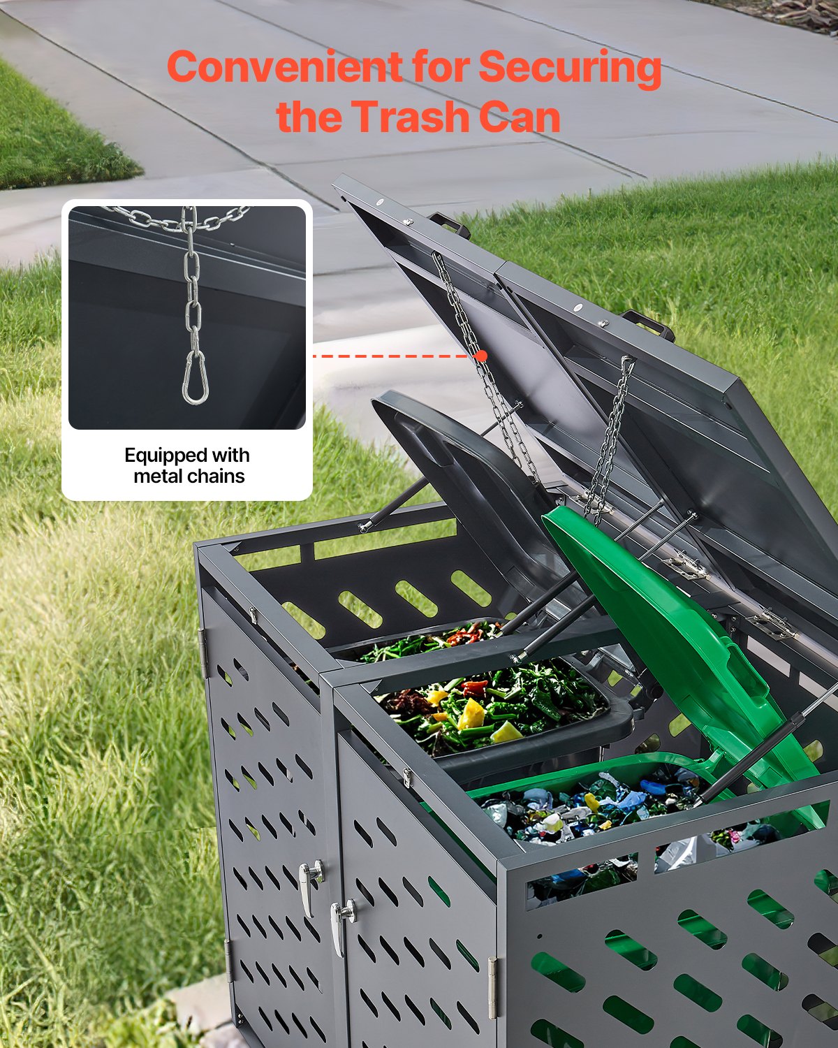 Trash Can Storage Trash Can Storage Shed 2 x 52.79 gal with chain lid