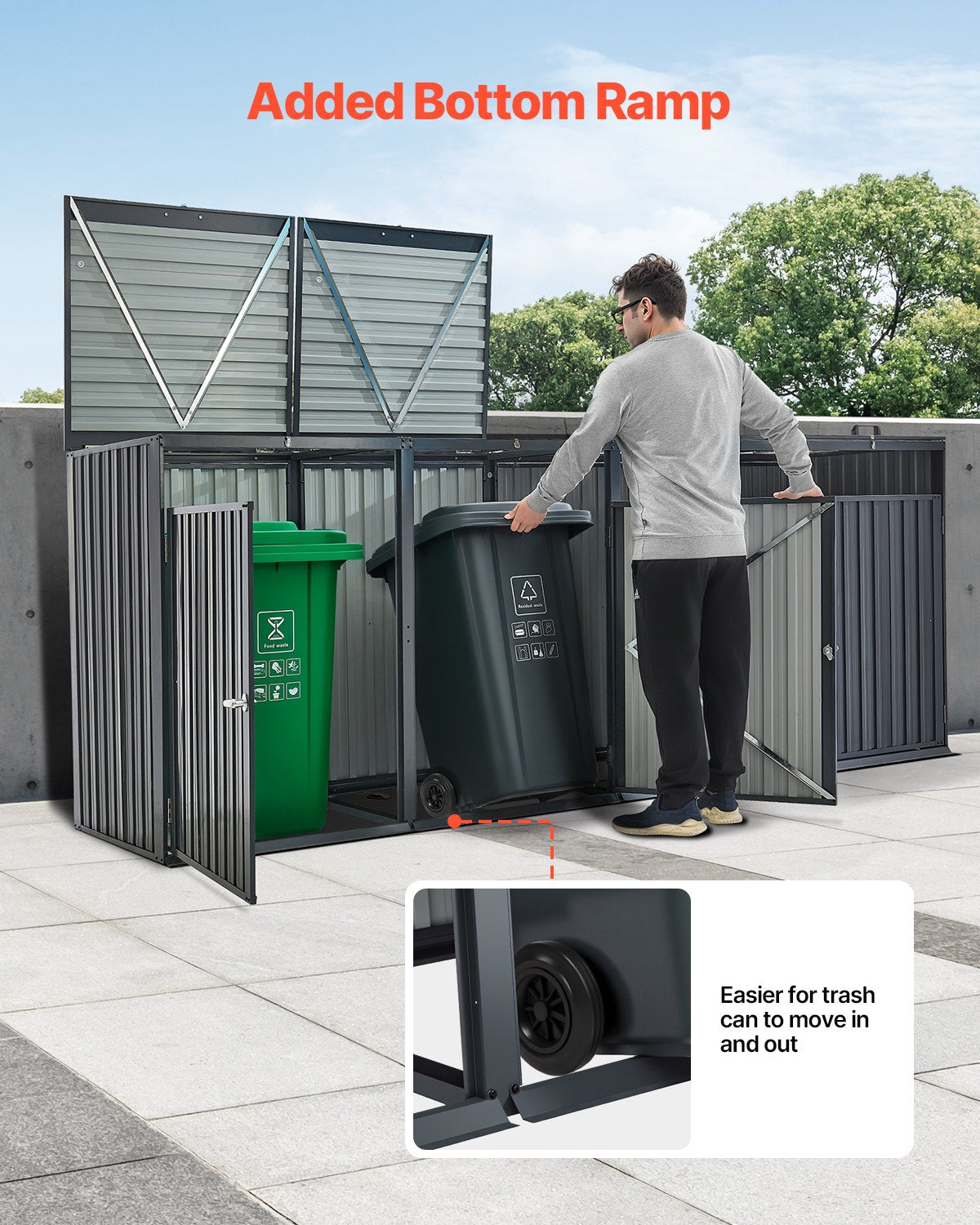 Soptunna förvaring soptunna förvaring 4 x 52,79 gal för soptunnor