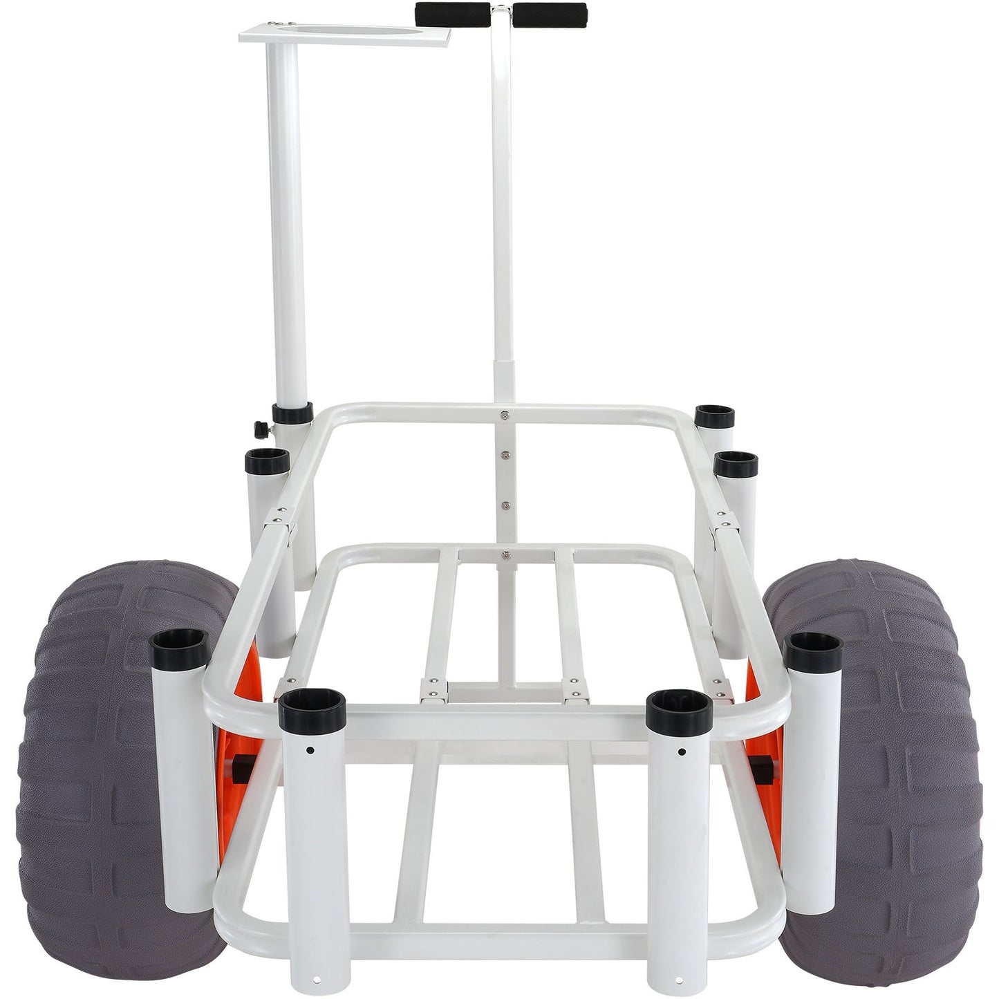 Beach Fishing Cart, 350 lbs Load Capacity, Fishing and Marine Cart with Two 16" Large Wheels PU Balloon Tires for Sand, Heavy Duty Aluminum Dockside Carts with 8 Rod Holders for Fishing, Picnic