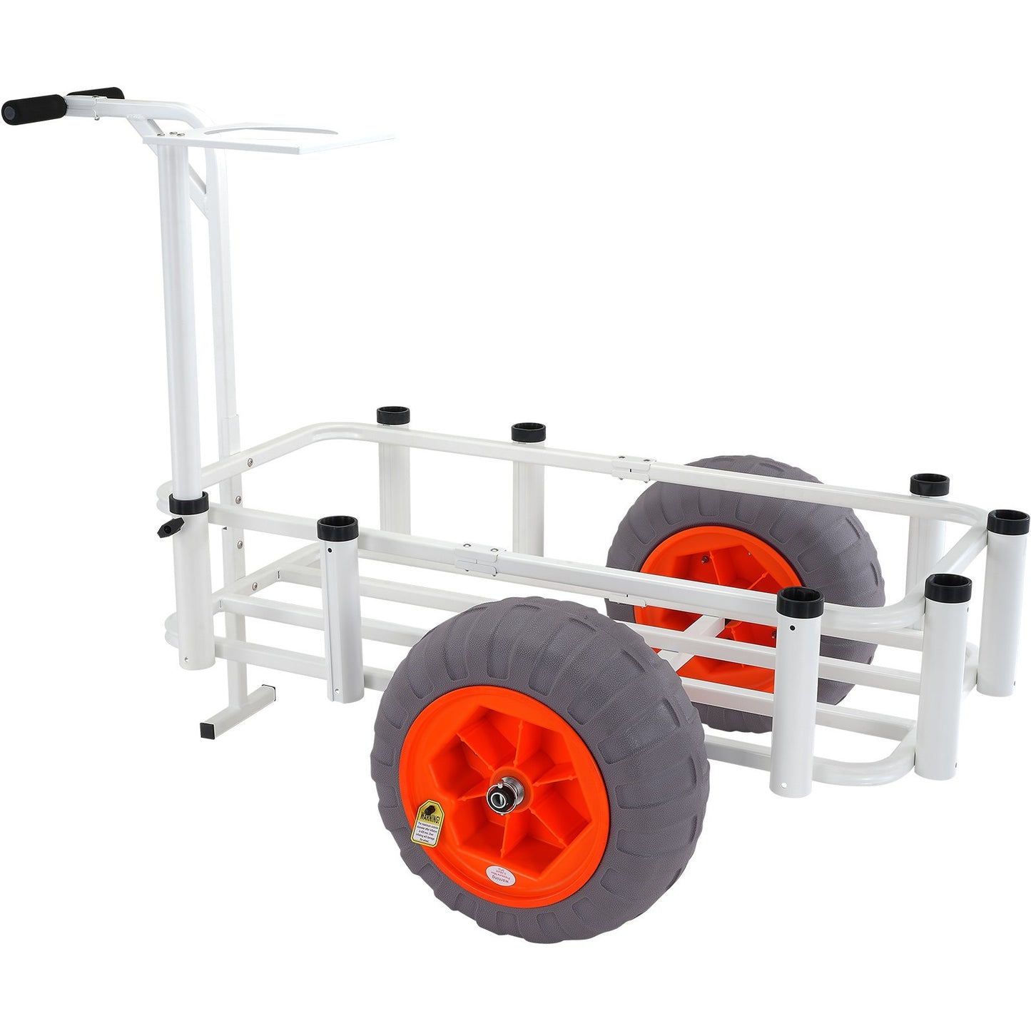 Beach Fishing Cart, 350 lbs Load Capacity, Fishing and Marine Cart with Two 16" Large Wheels PU Balloon Tires for Sand, Heavy Duty Aluminum Dockside Carts with 8 Rod Holders for Fishing, Picnic