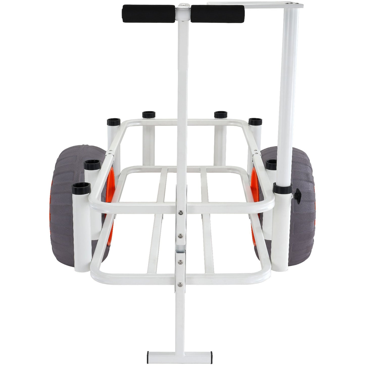Beach Fishing Cart, 350 lbs Load Capacity, Fishing and Marine Cart with Two 16" Large Wheels PU Balloon Tires for Sand, Heavy Duty Aluminum Dockside Carts with 8 Rod Holders for Fishing, Picnic